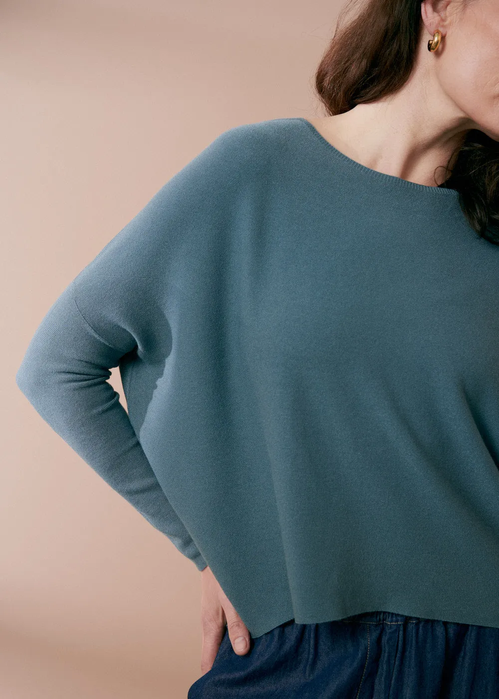 QUINN ROUND NECK SWEATER - GREY GREEN