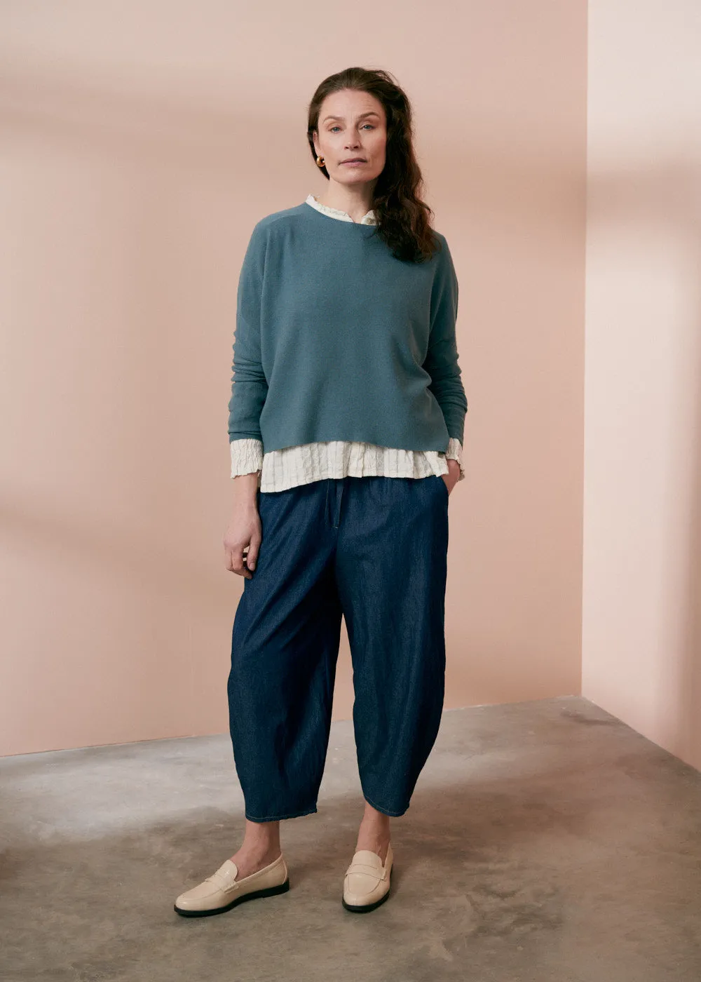 QUINN ROUND NECK SWEATER - GREY GREEN