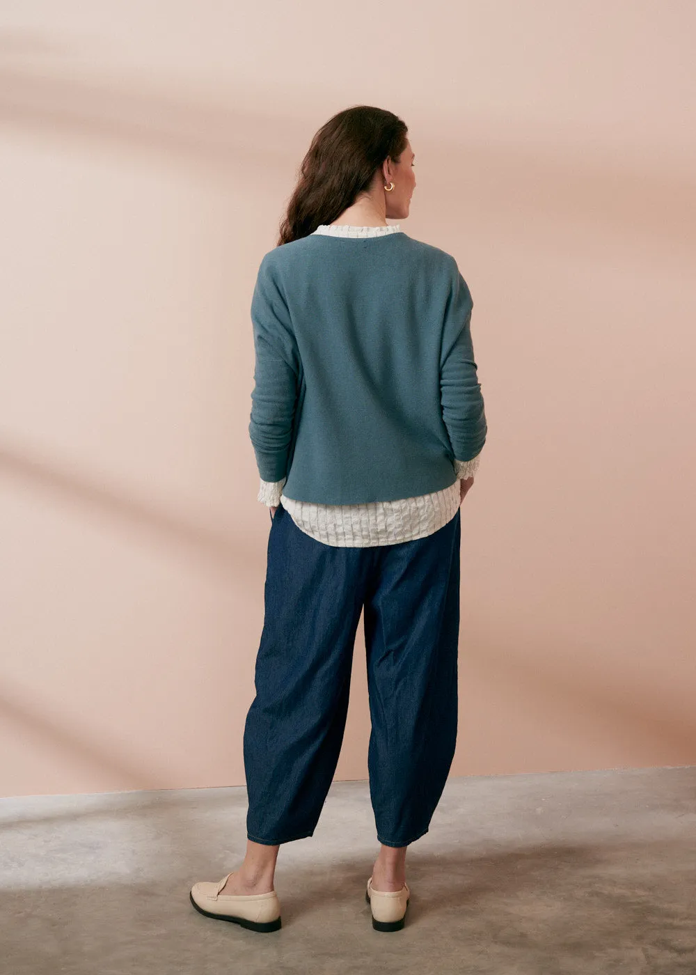 QUINN ROUND NECK SWEATER - GREY GREEN