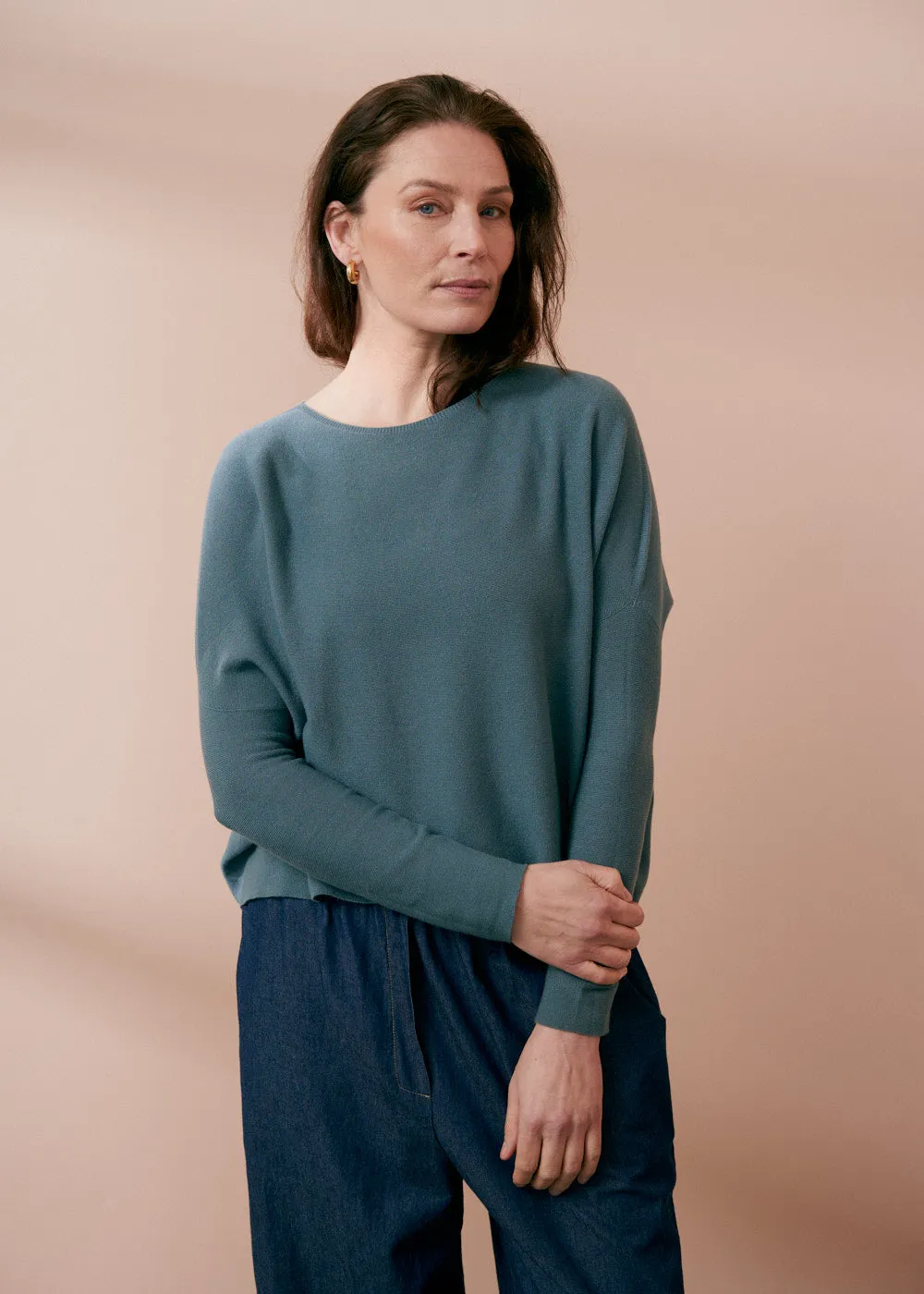 QUINN ROUND NECK SWEATER - GREY GREEN