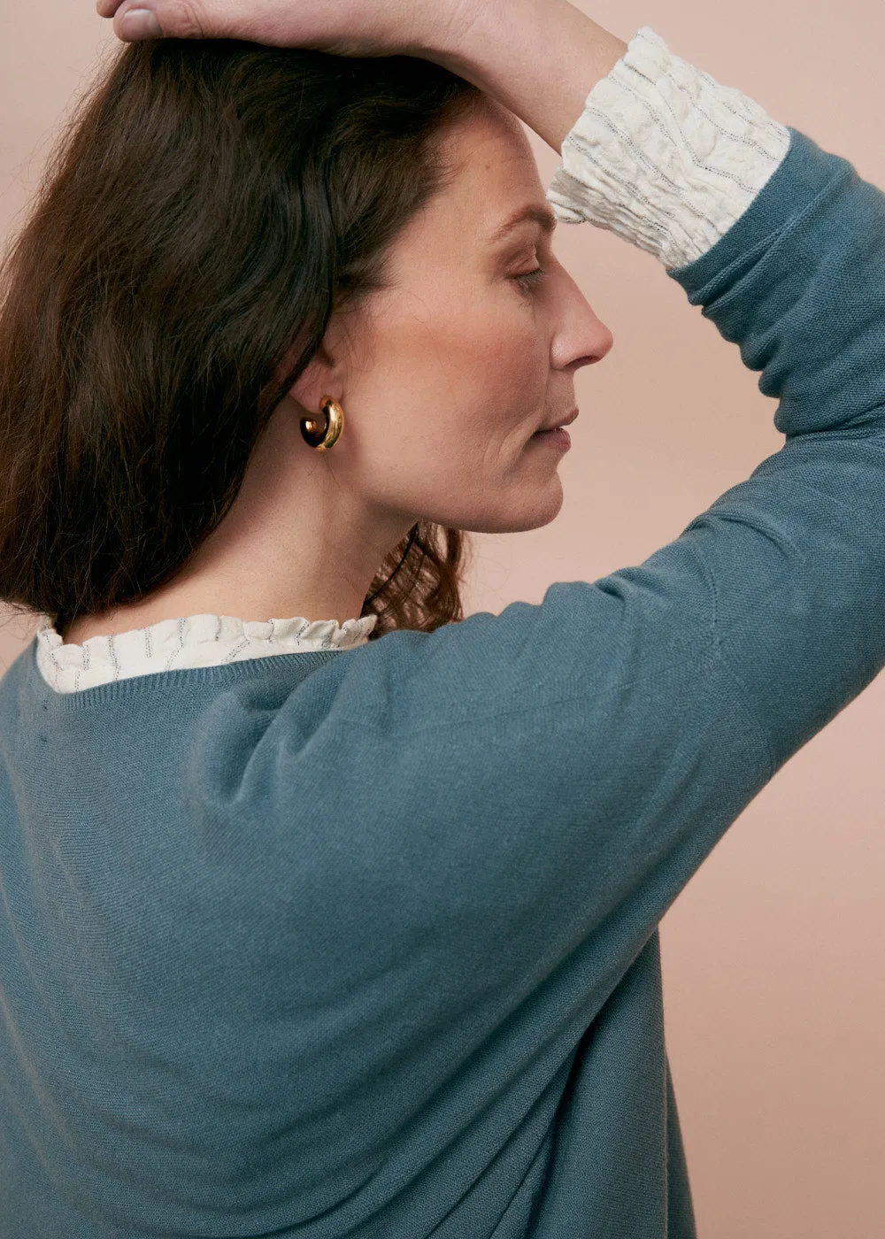 QUINN ROUND NECK SWEATER - GREY GREEN