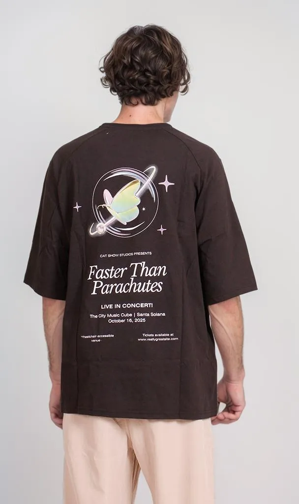 R205516 - Graphic Printed Oversized T-Shirt - Black