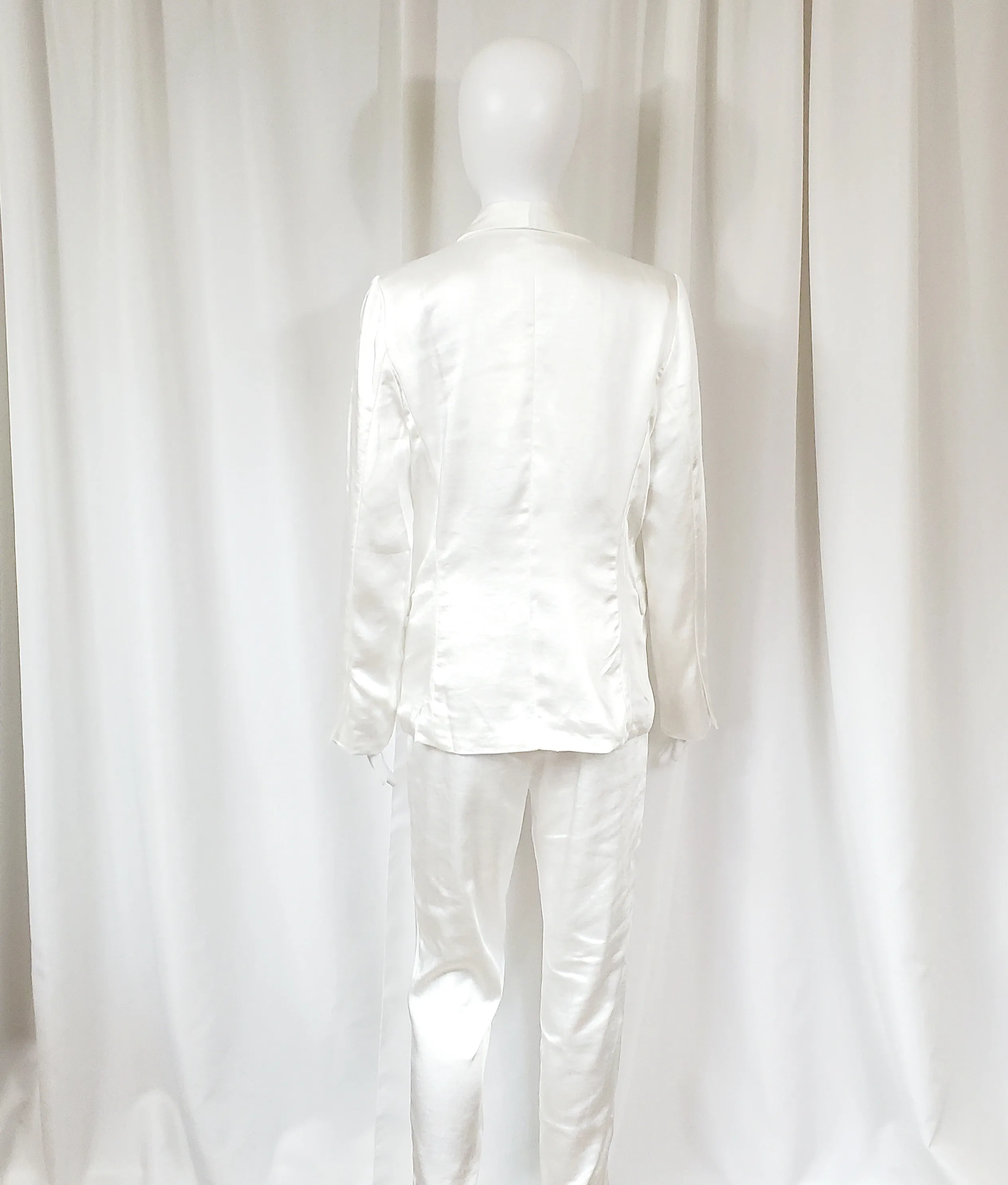 Satin Double Breasted Pants Suit