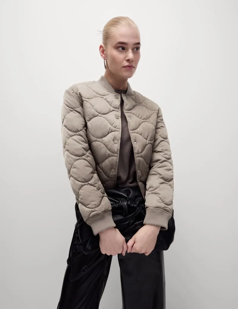Satin Quilted Relaxed Bomber Jacket