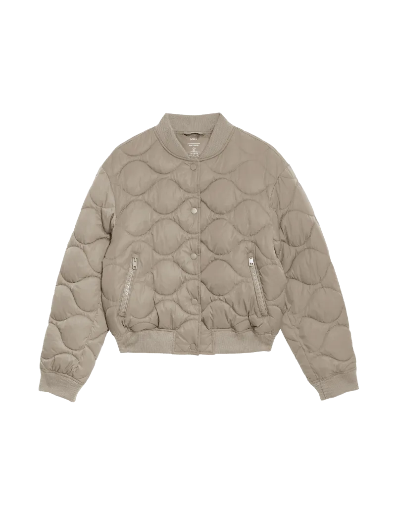 Satin Quilted Relaxed Bomber Jacket