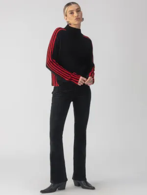 Sporty Stripe Mock Sweater - Black Multi
