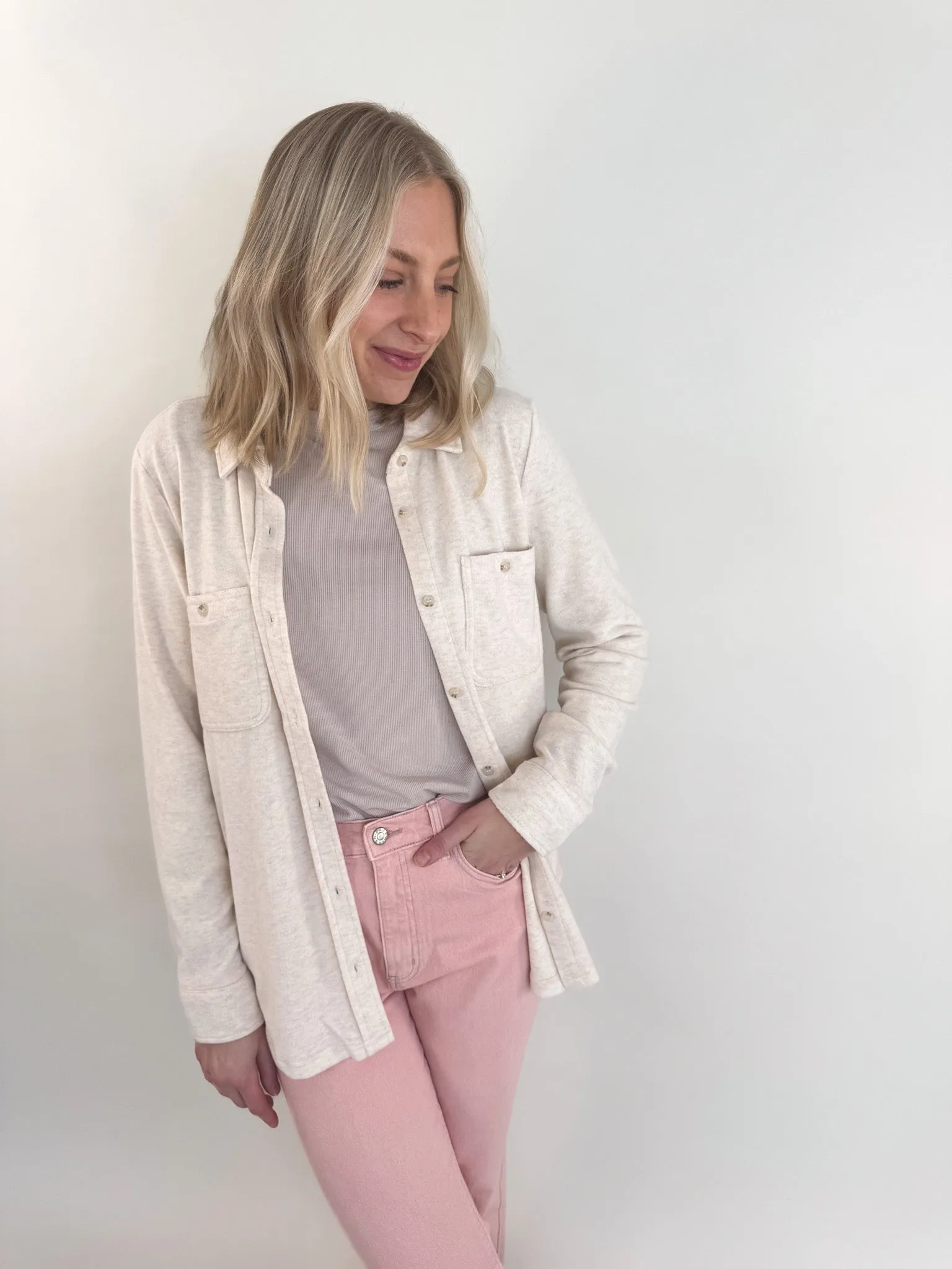 Stacy Long Sleeve Top - Silver Grey