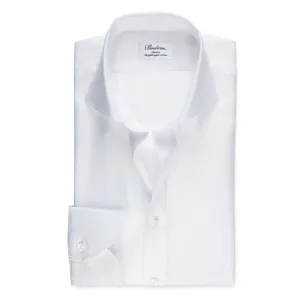 Stenstroms White Textured Twill Shirted Twill Shirt