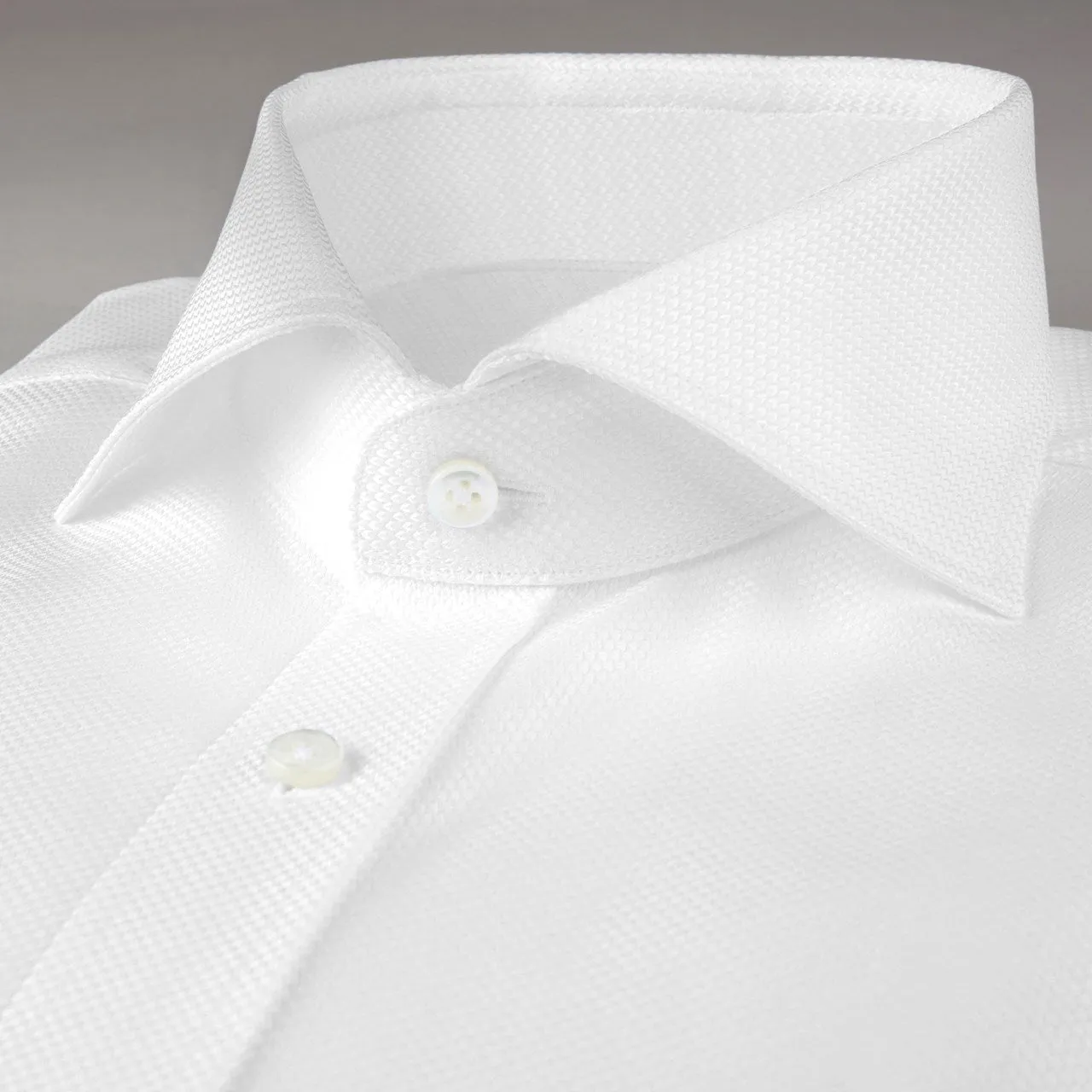 Stenstroms White Textured Twill Shirted Twill Shirt