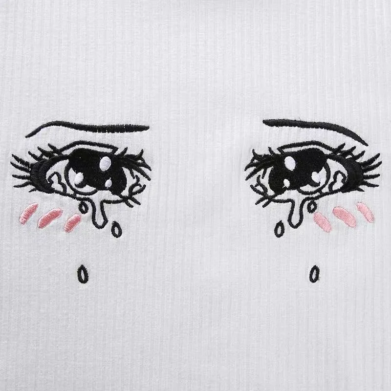 STREET RETRO BIG EYES EMBROIDERYT-SHIRT BY22017