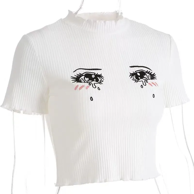 STREET RETRO BIG EYES EMBROIDERYT-SHIRT BY22017
