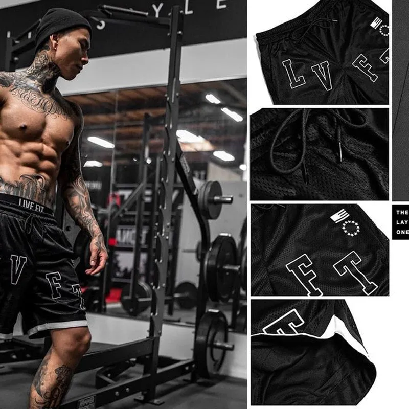 Summer Mesh Breathable Basketball Fitness Running Shorts Men Sports Jogging Quick Dry Mens Gym Short Pants