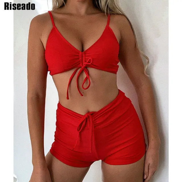 Tie Dye High Waisted Ruched Drawstring Set
