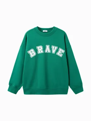 Unisex Daily Life Medium Green Letter Hoody