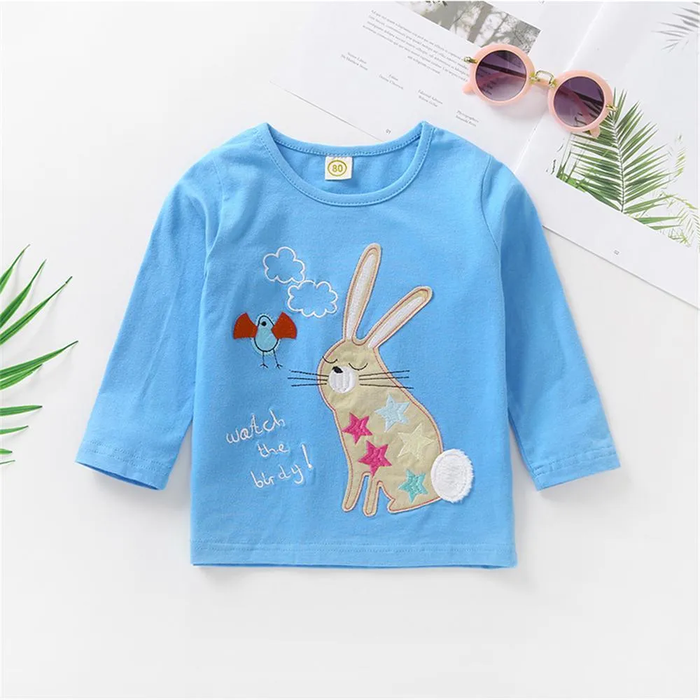 Unisex Rabbit Embroidery Long Sleeve T-Shirts Buy Childrens Clothes Wholesale