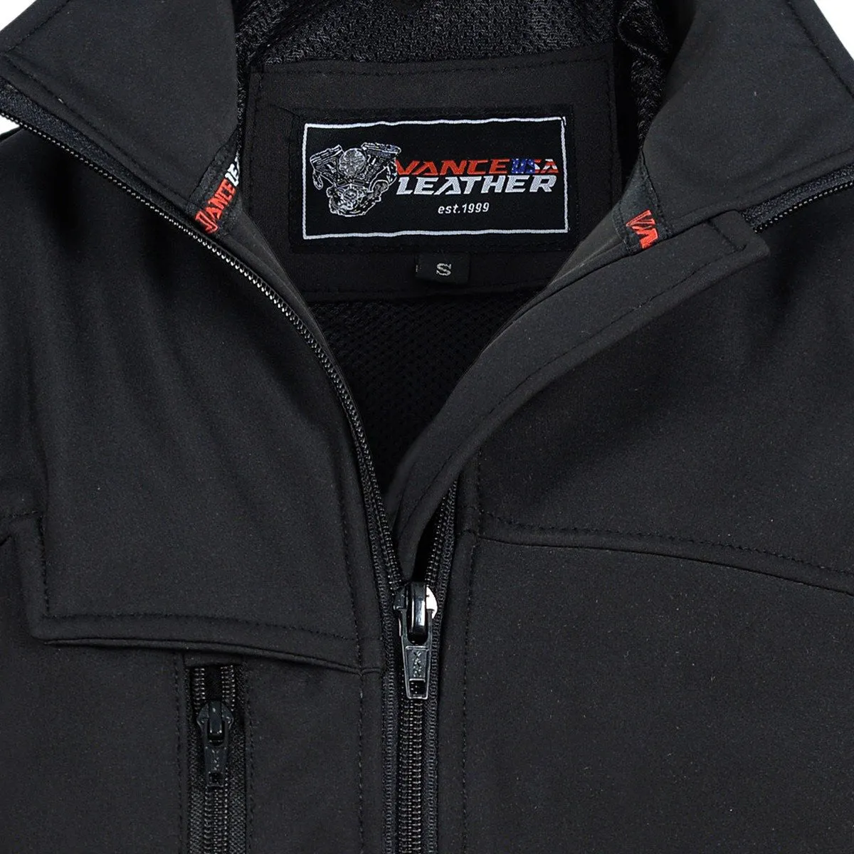Vance Black Waterproof Lightweight Zipper Front Soft Shell Jacket