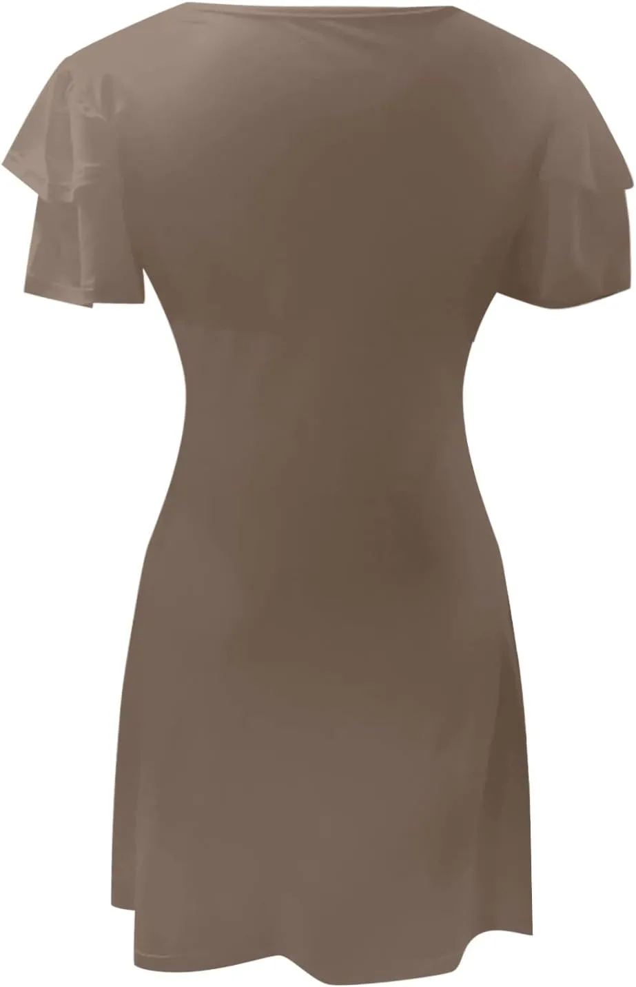 Women Ruffle Sleeve Elegant Wedding Mini Dress 2024 Summer A-Line Beach Dresses High Waisted Slim Sundress with Pocket