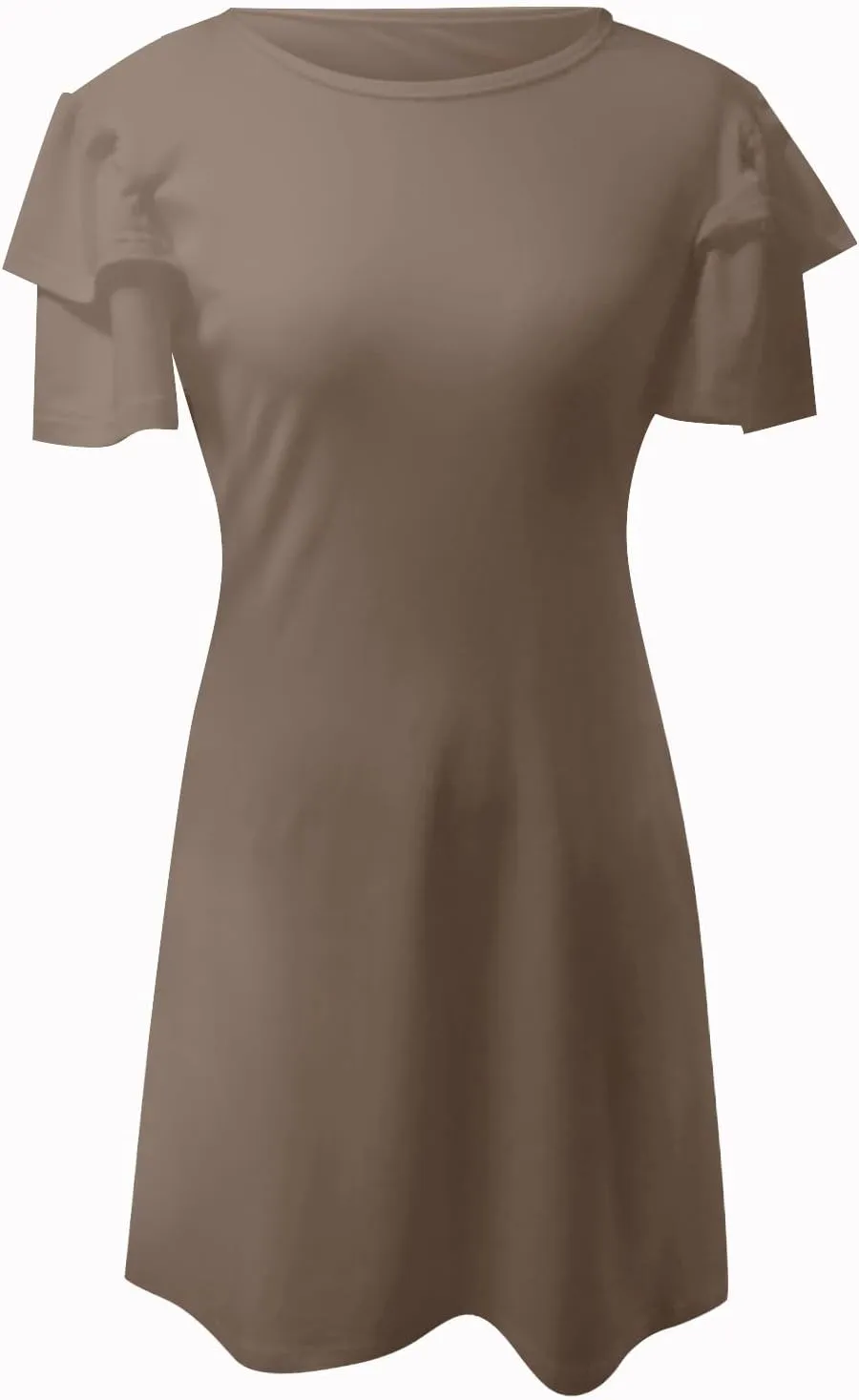 Women Ruffle Sleeve Elegant Wedding Mini Dress 2024 Summer A-Line Beach Dresses High Waisted Slim Sundress with Pocket
