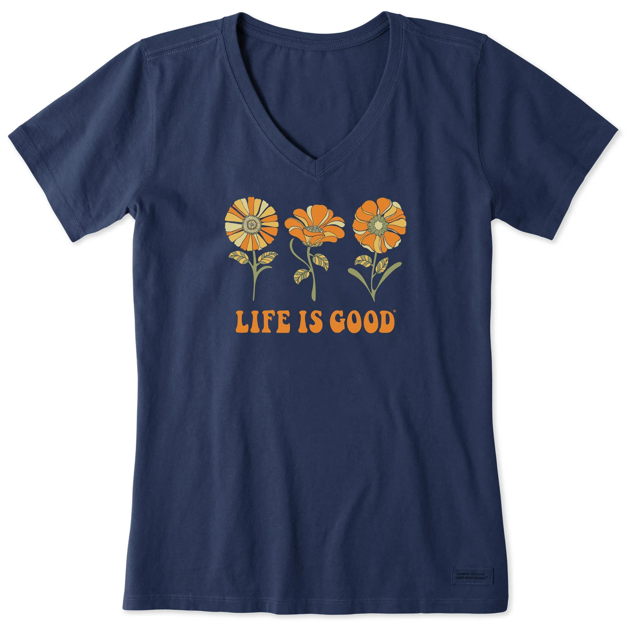 Women's 3 Flowers Short Sleeve Crusher Vee