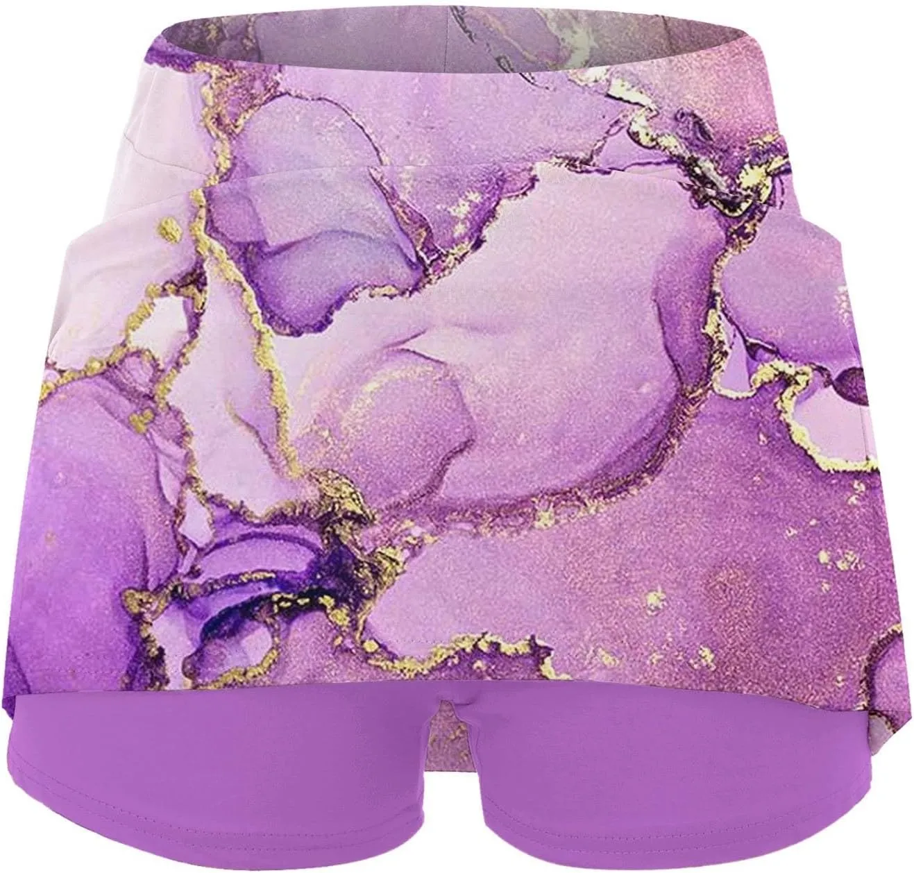 Womens Athletic Skorts Print High Waisted Tummy Control Tennis Skort Golf Yoga Underneath Shorts Skirt with Pockets