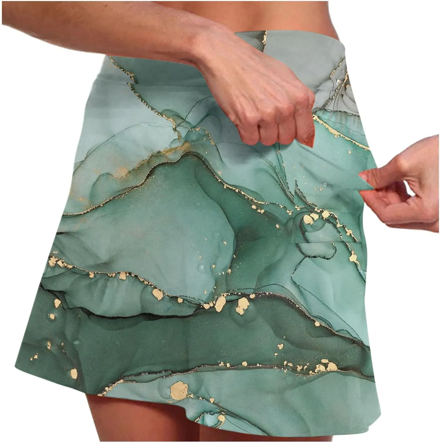 Womens Athletic Skorts Print High Waisted Tummy Control Tennis Skort Golf Yoga Underneath Shorts Skirt with Pockets