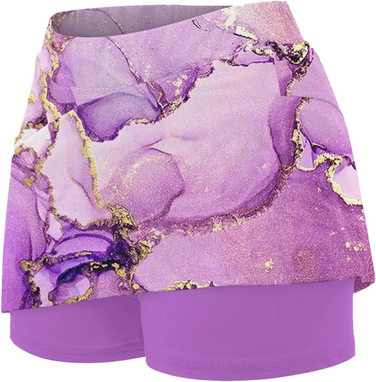 Womens Athletic Skorts Print High Waisted Tummy Control Tennis Skort Golf Yoga Underneath Shorts Skirt with Pockets