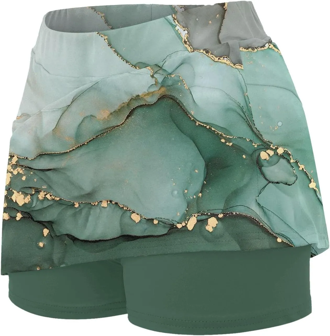 Womens Athletic Skorts Print High Waisted Tummy Control Tennis Skort Golf Yoga Underneath Shorts Skirt with Pockets