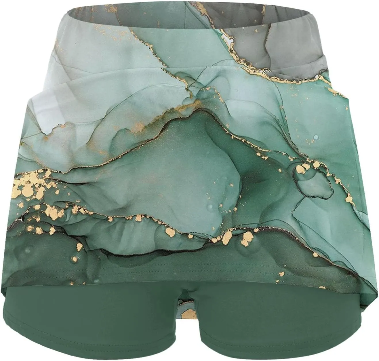 Womens Athletic Skorts Print High Waisted Tummy Control Tennis Skort Golf Yoga Underneath Shorts Skirt with Pockets