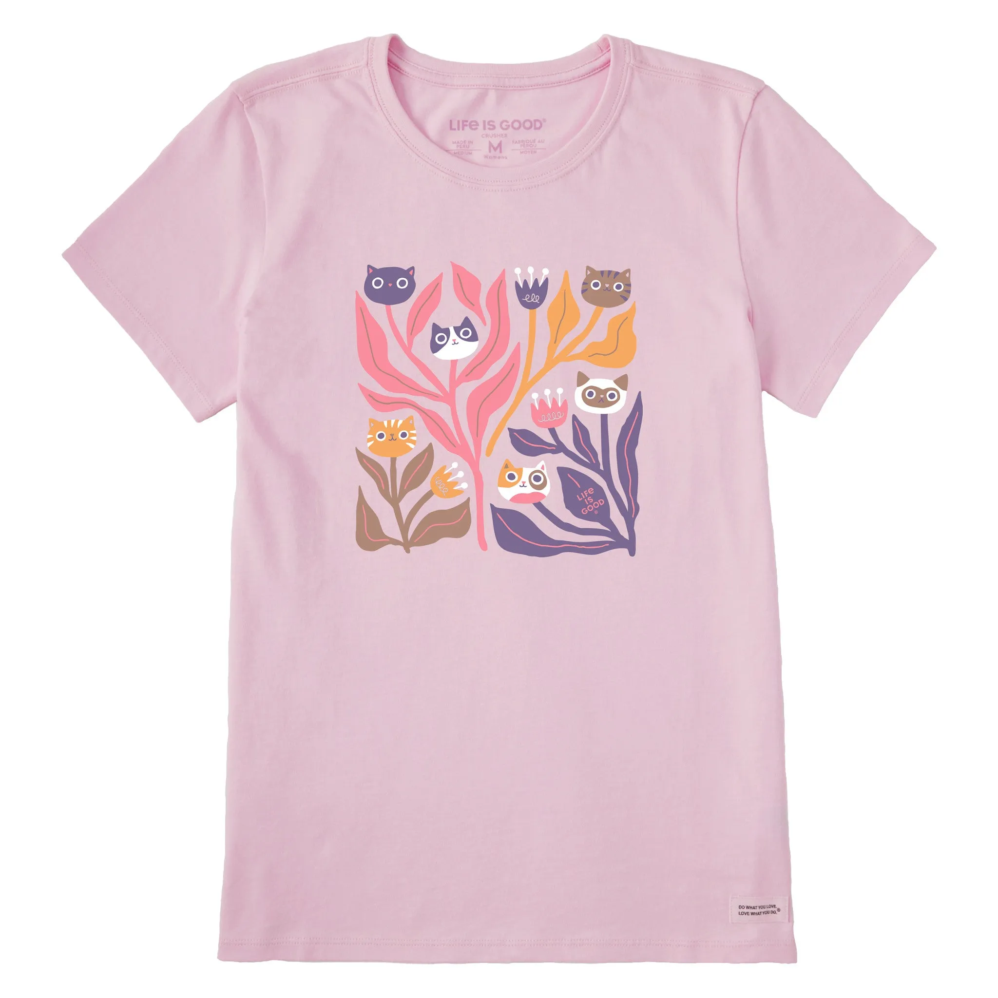 Women's Cat Flowers Short Sleeve Tee