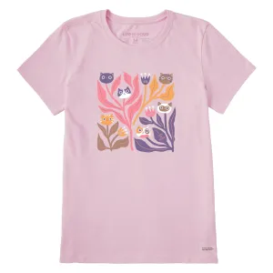 Women's Cat Flowers Short Sleeve Tee