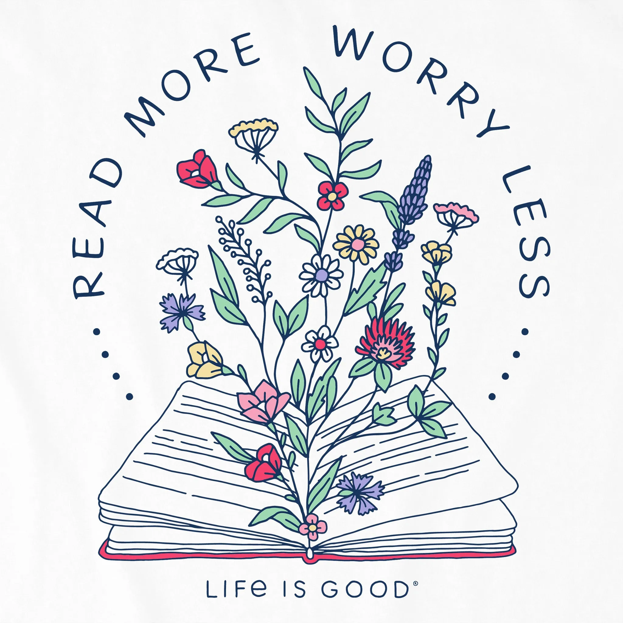 Women's Read More Flower Book Short Sleeve Crusher Vee