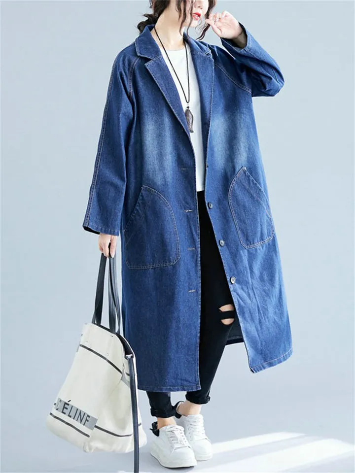 Women's Relaxed Oversized Mid-Length Denim Jacket