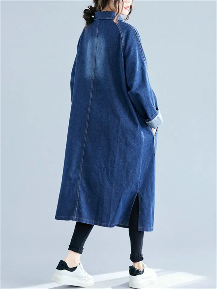 Women's Relaxed Oversized Mid-Length Denim Jacket