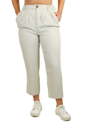 Zara Sand Textured Woven Cropped Pants  (XS)
